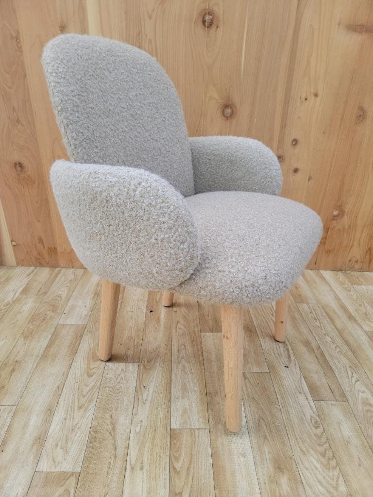 Dost Wood Base Accent Side Chair By Puik Newly Upholstery In a Boucle - 2