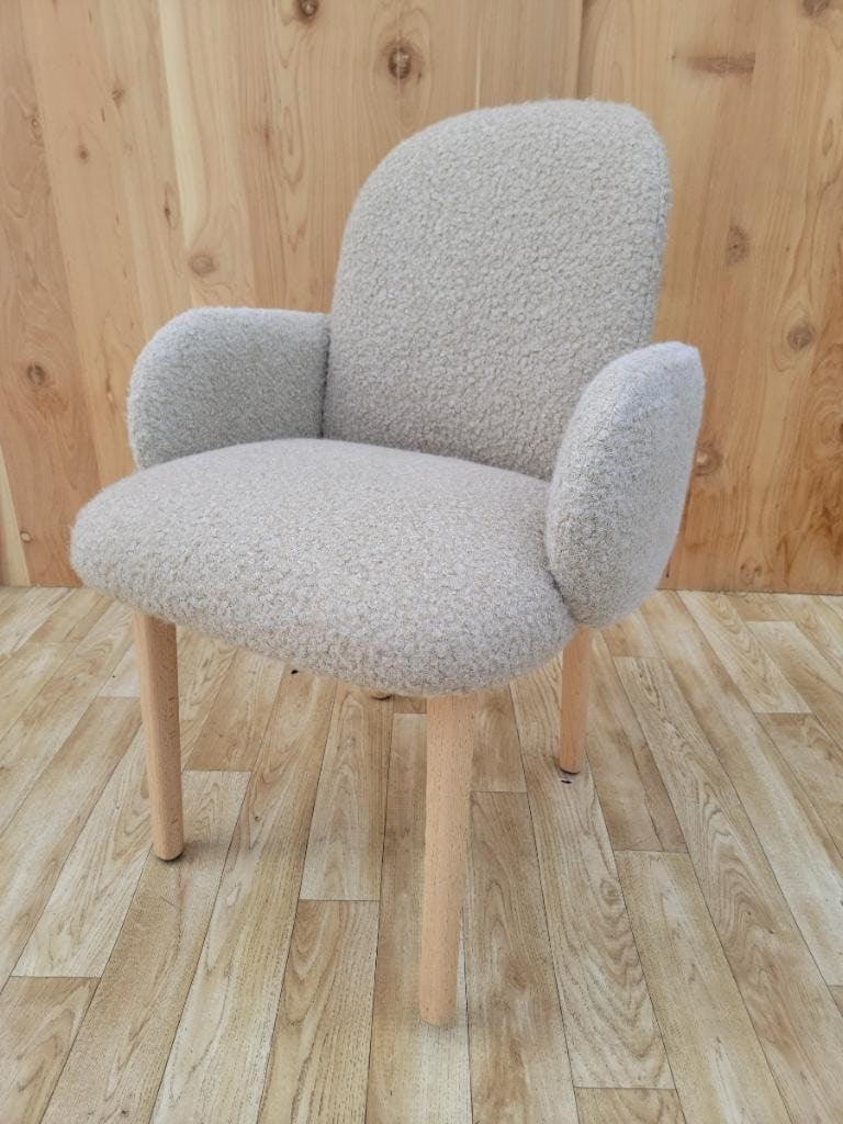 Dost Wood Base Accent Side Chair By Puik Newly Upholstery In a Boucle - 3