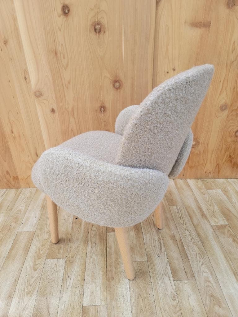Dost Wood Base Accent Side Chair By Puik Newly Upholstery In a Boucle - 4