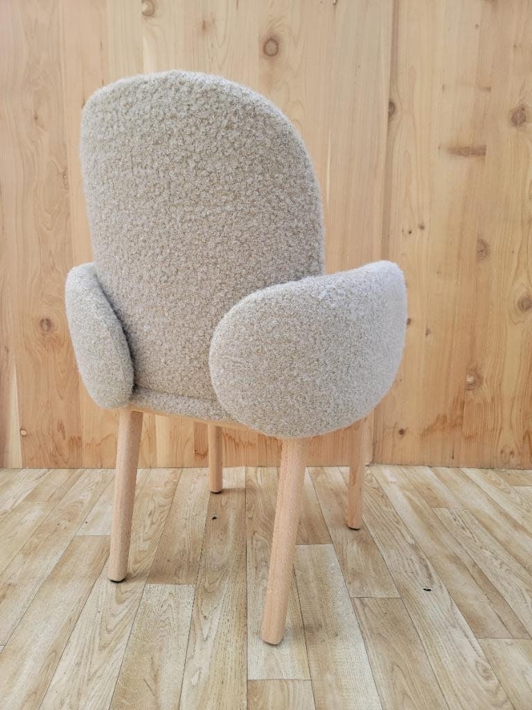 Dost Wood Base Accent Side Chair By Puik Newly Upholstery In a Boucle - 5