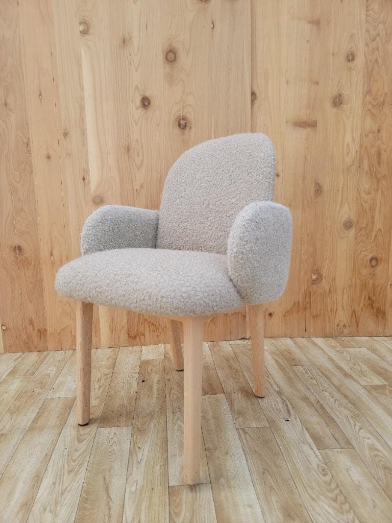 Dost Wood Base Accent Side Chair By Puik Newly Upholstery In a Boucle - 7