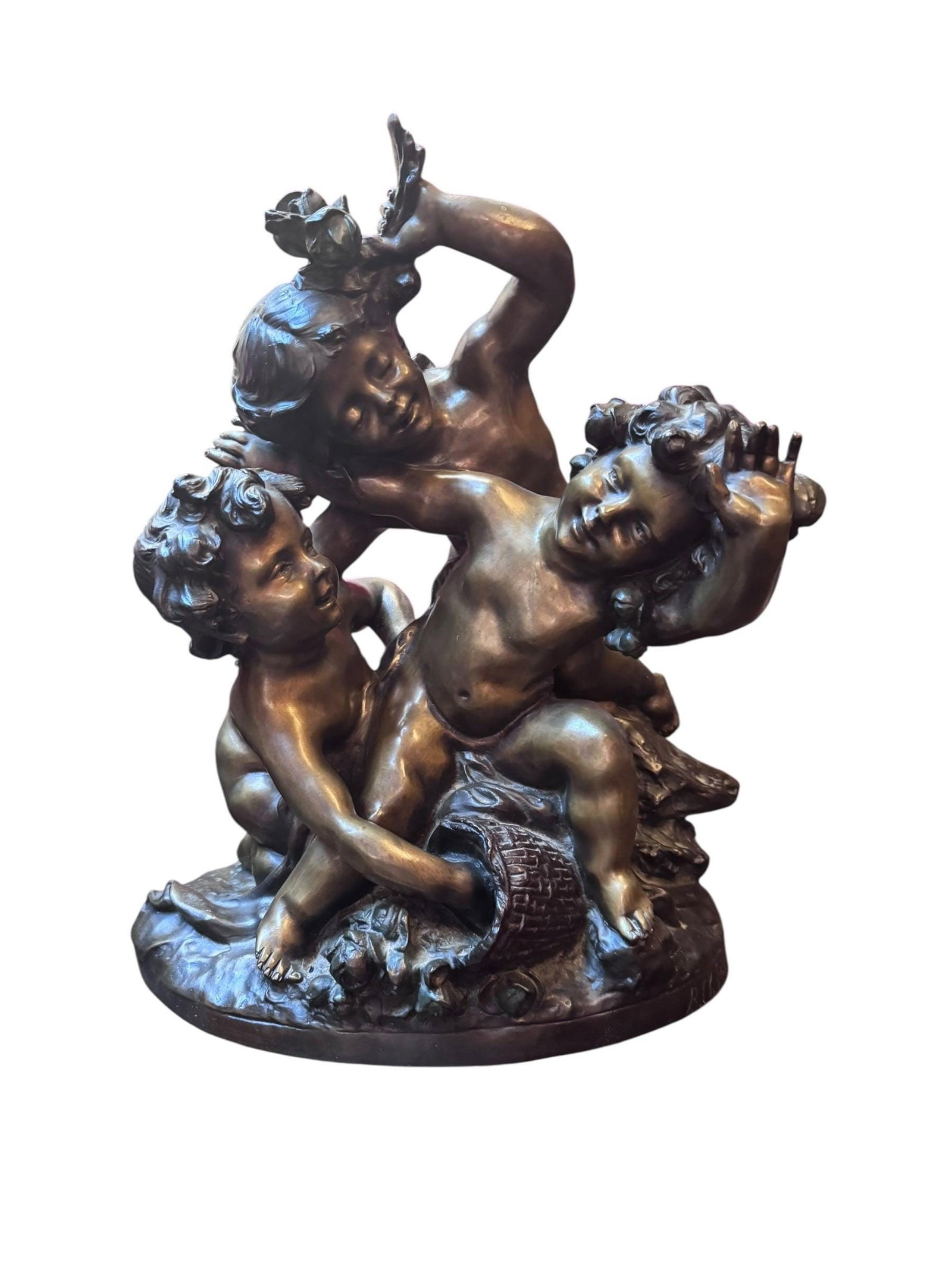 Antique French Sculpture by Charles Raphael Peyre "Battle of the Flowers" - 2