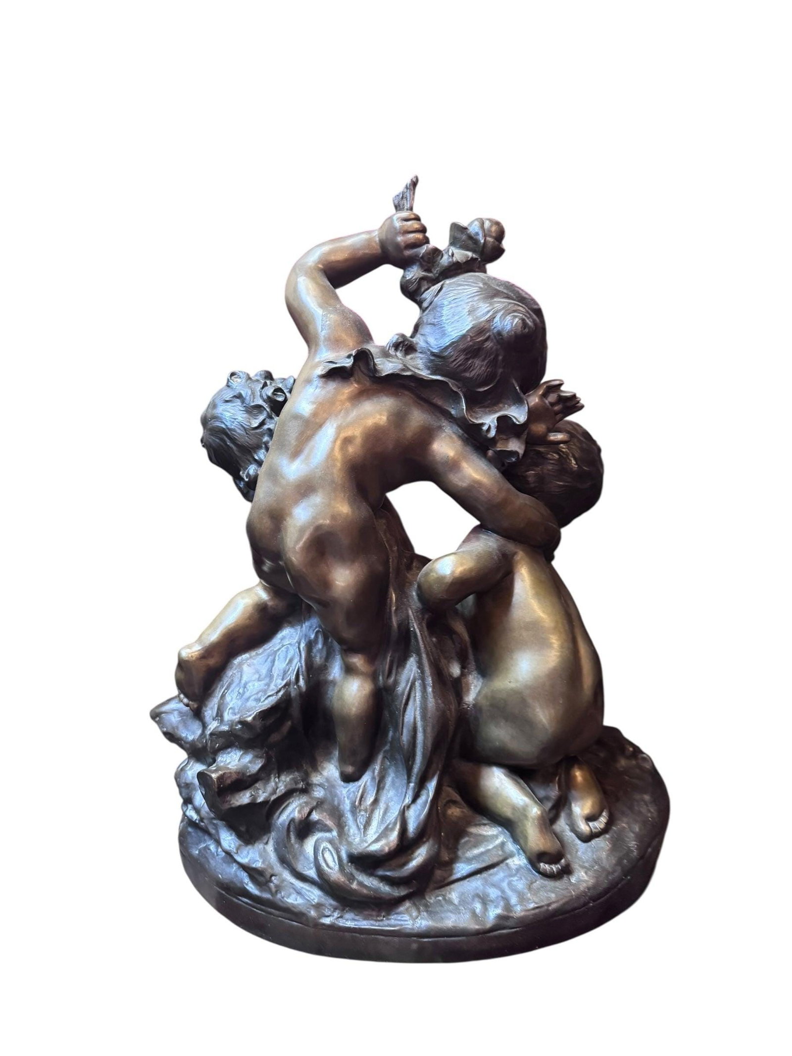 Antique French Sculpture by Charles Raphael Peyre "Battle of the Flowers" - 7