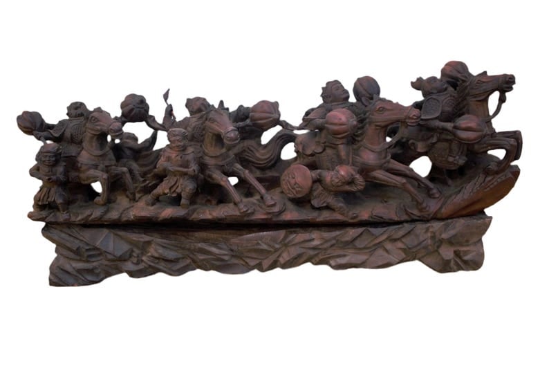 Vintage Carved 2 Piece Statue of Asian Warriors (1 of 8)