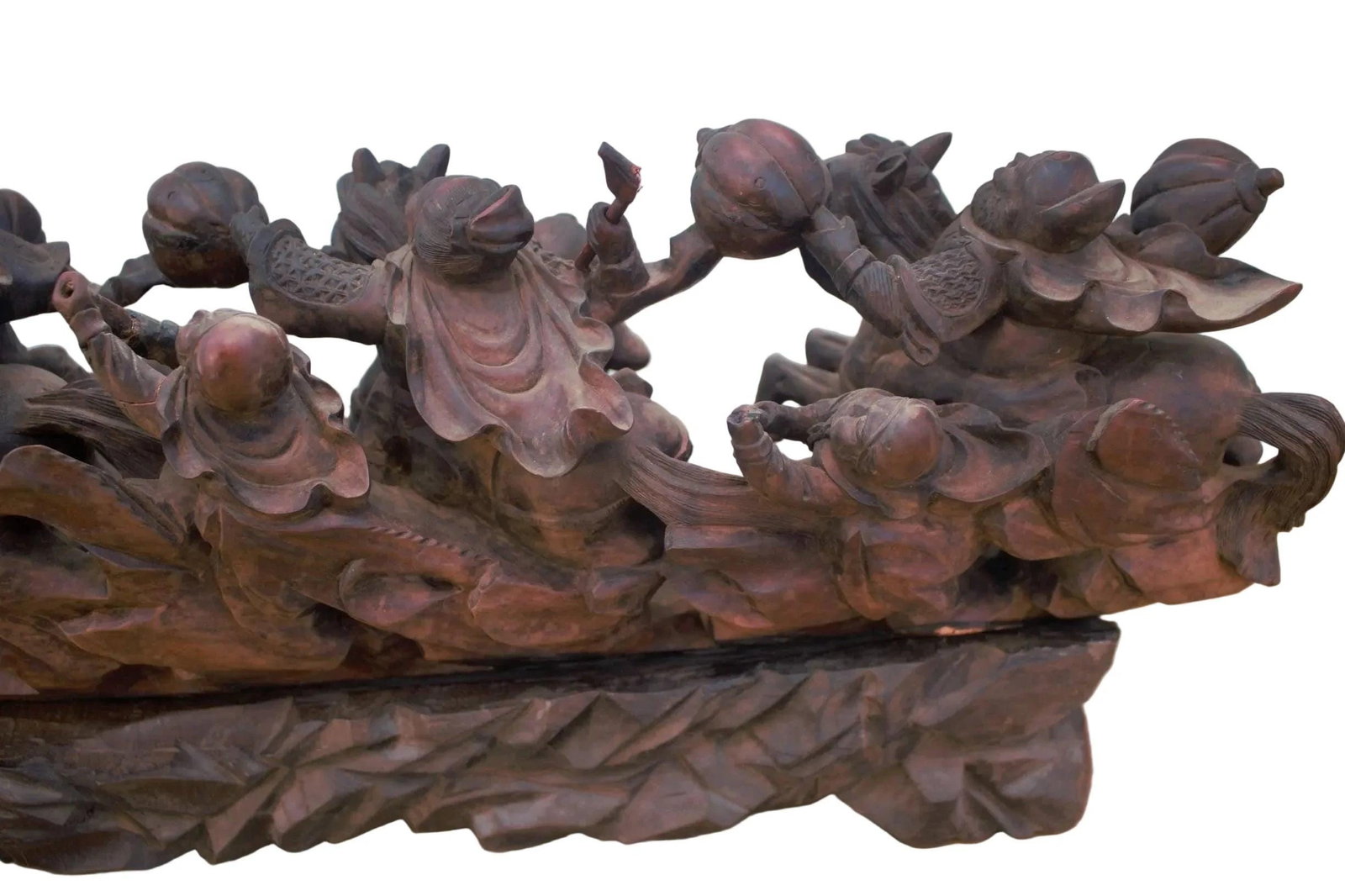 Vintage Carved 2 Piece Statue of Asian Warriors - 4