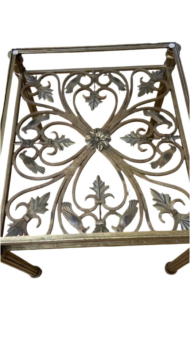 Hollywood Regency Ornate Iron Side Tables - Pair - 4
