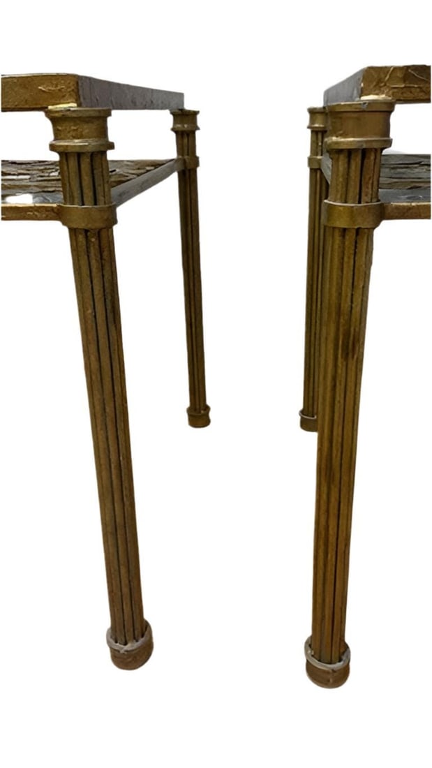 Hollywood Regency Ornate Iron Side Tables - Pair - 6
