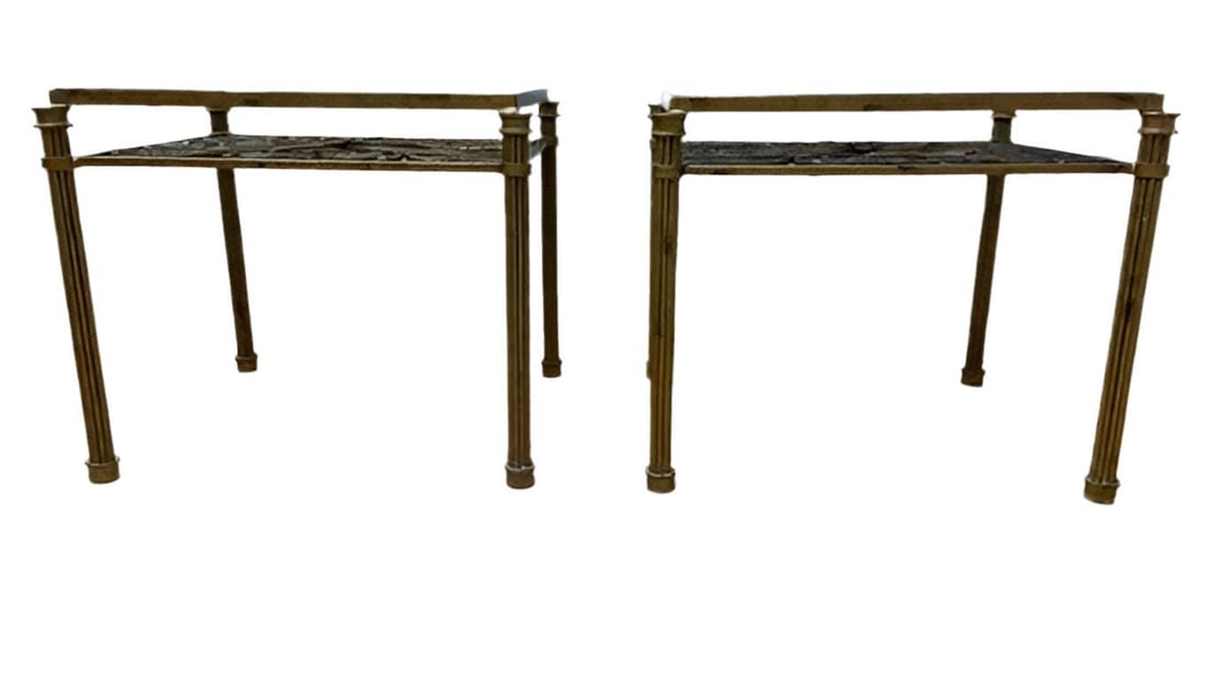 Hollywood Regency Ornate Iron Side Tables - Pair - 7