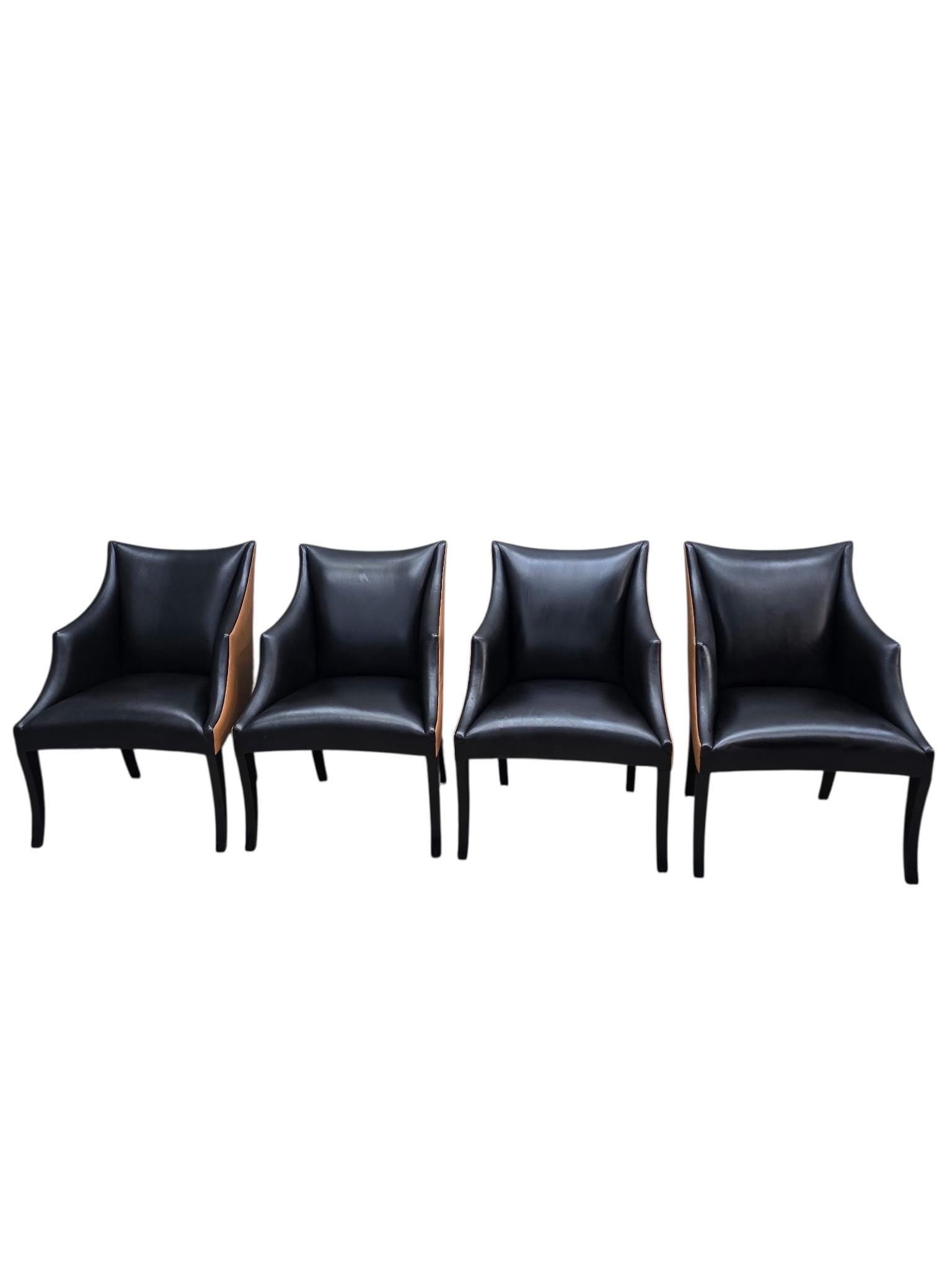 Vintage Contemporary Serpentine Two Toned Leather Armchairs by Donghia - 4 - 2