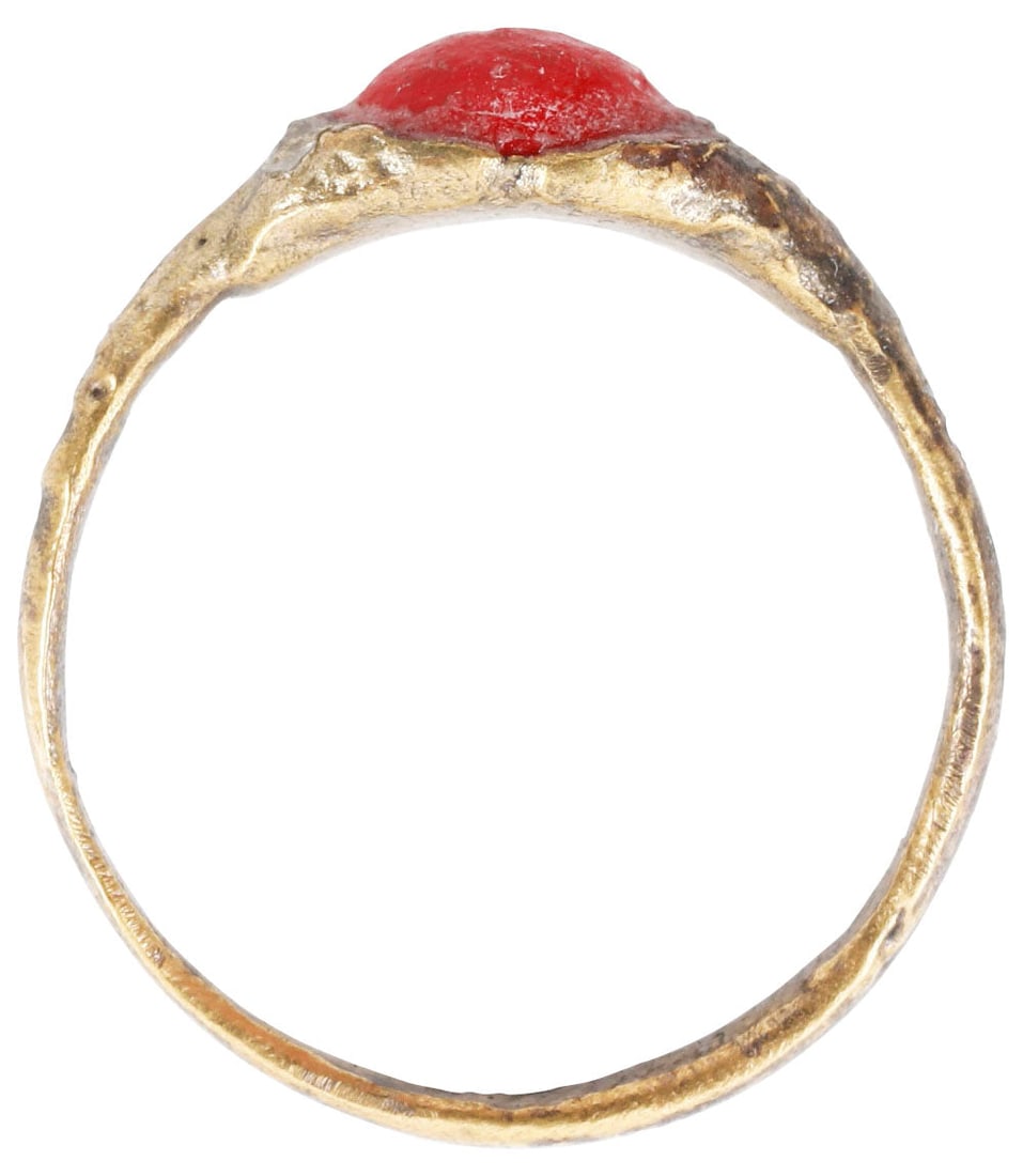MEDIEVAL EUROPEAN RING, 13TH-14TH CENTURY AD, SIZE 7 1/2 - 2