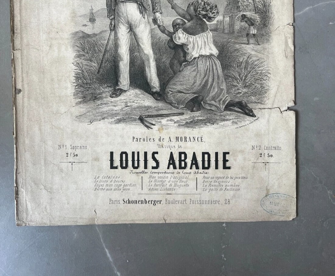 Louis Abadie - La Mer Esclave - Print 19th century Antique Original - 4