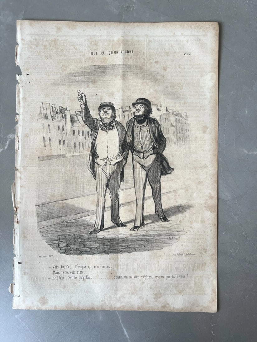 Daumier - Tout ce qu'on voudra, Eclipse - 19th century Antique Print - 2