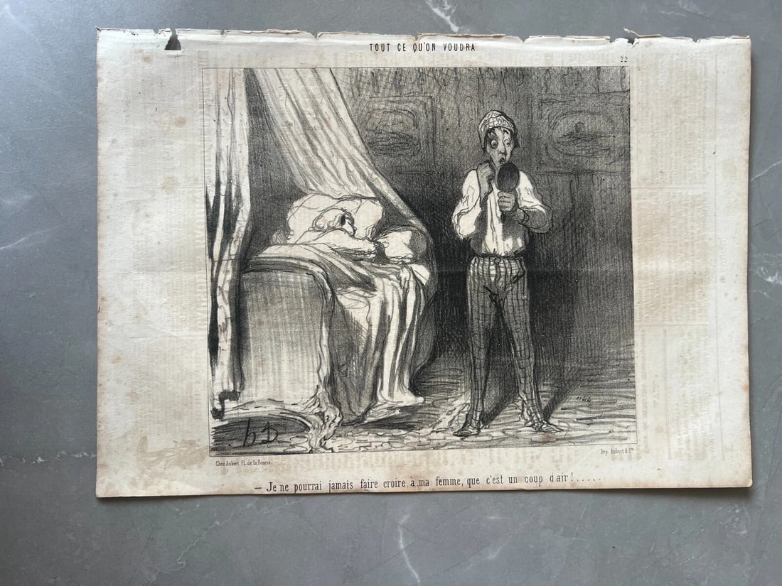 Antique Print 19th century Daumier, Tout ce qu'on voudra, coup d'air - 2