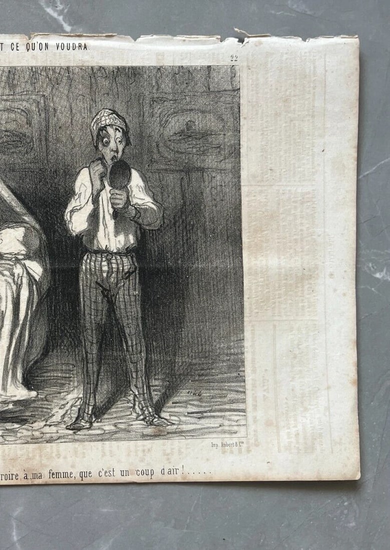 Antique Print 19th century Daumier, Tout ce qu'on voudra, coup d'air - 4
