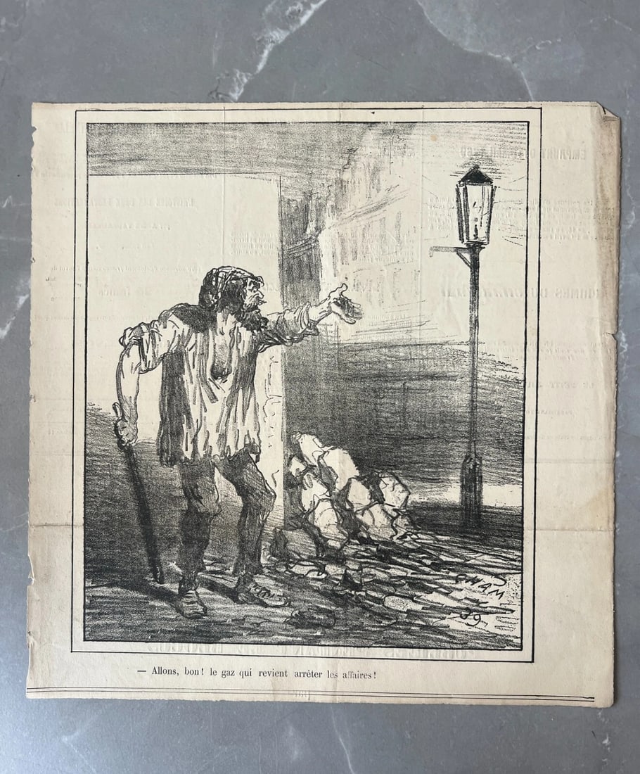 1839 Cham - Arretez les affaires, Apres le Siege - Antique Print 19th century - 5