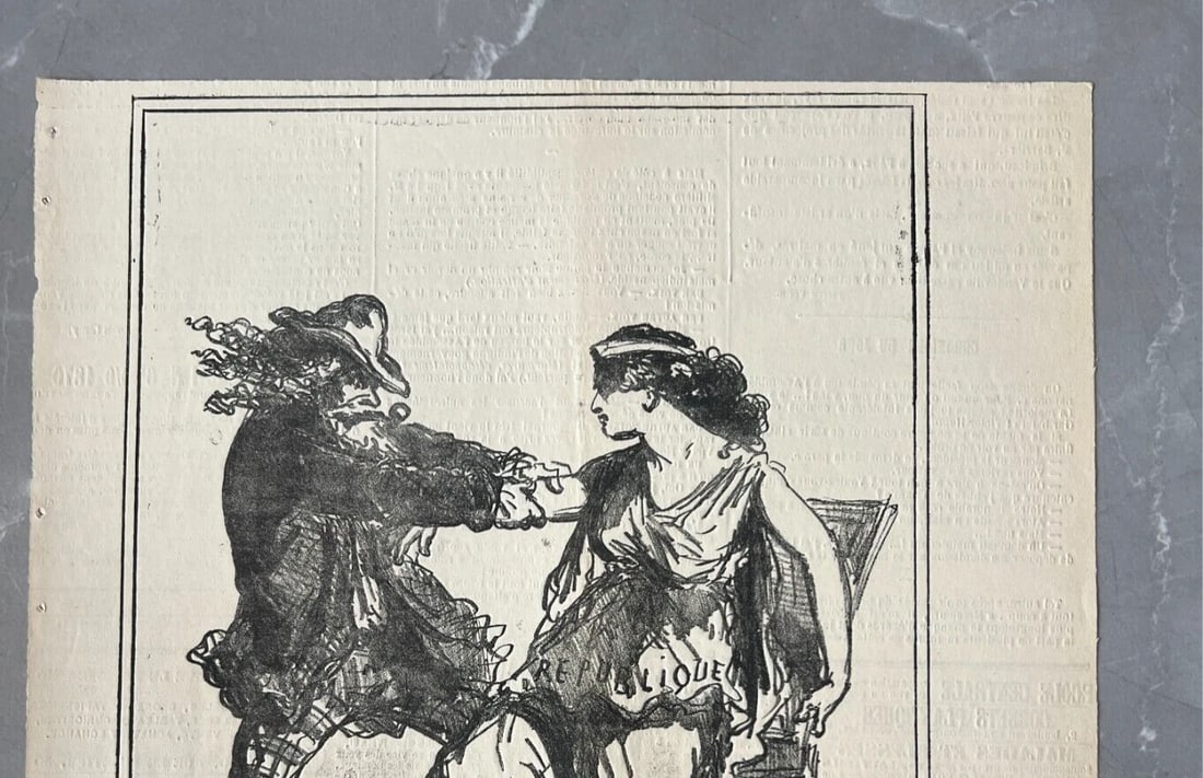 1833 Cham, Laisse moi tranquille, Apres le Siege - Antique Print 19th century - 3