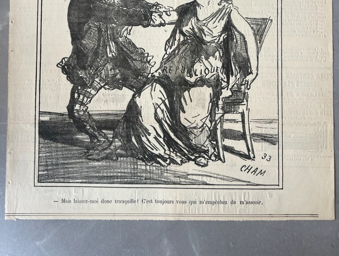 1833 Cham, Laisse moi tranquille, Apres le Siege - Antique Print 19th century - 4