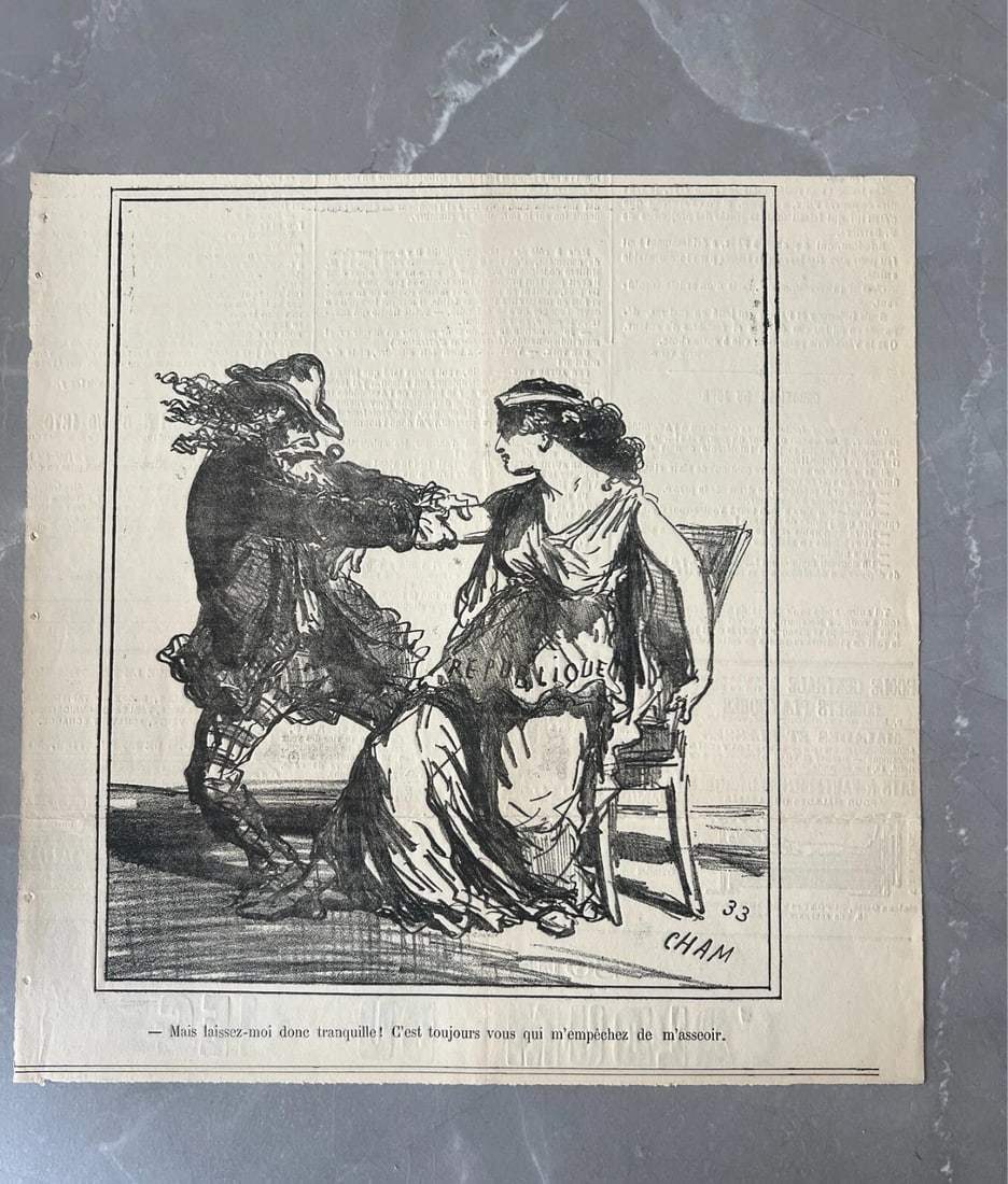 1833 Cham, Laisse moi tranquille, Apres le Siege - Antique Print 19th century - 7