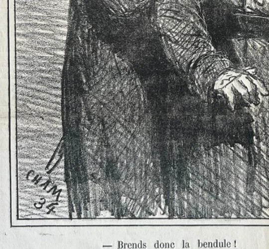 1834 Cham, Bendule, Apres le Siege -Antique Print 19th century - 6