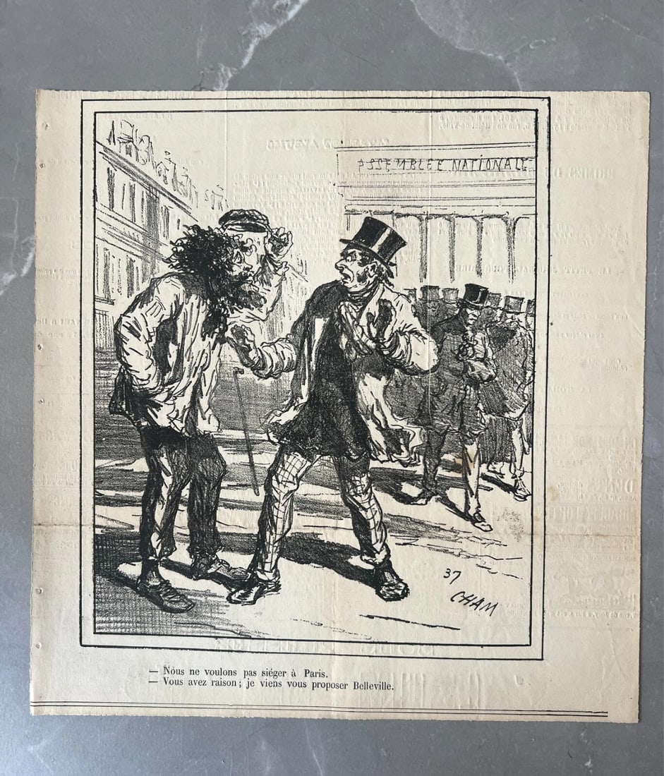 19th century Cham, Sieger Paris, Apres le Siege 1837 - Antique Print - 7
