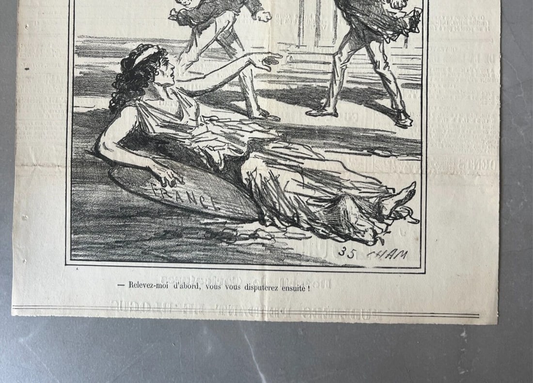 19th century Cham, Relevez moi, Apres le Siege 1835 - Antique Print - 4