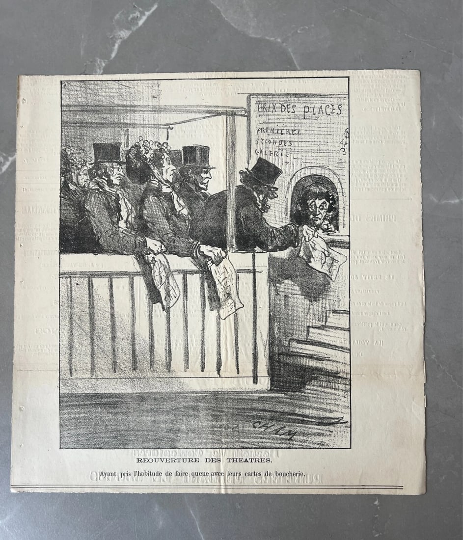19th century Cham, Reouverture des Theatres Apres le Siege Antique Print - 7