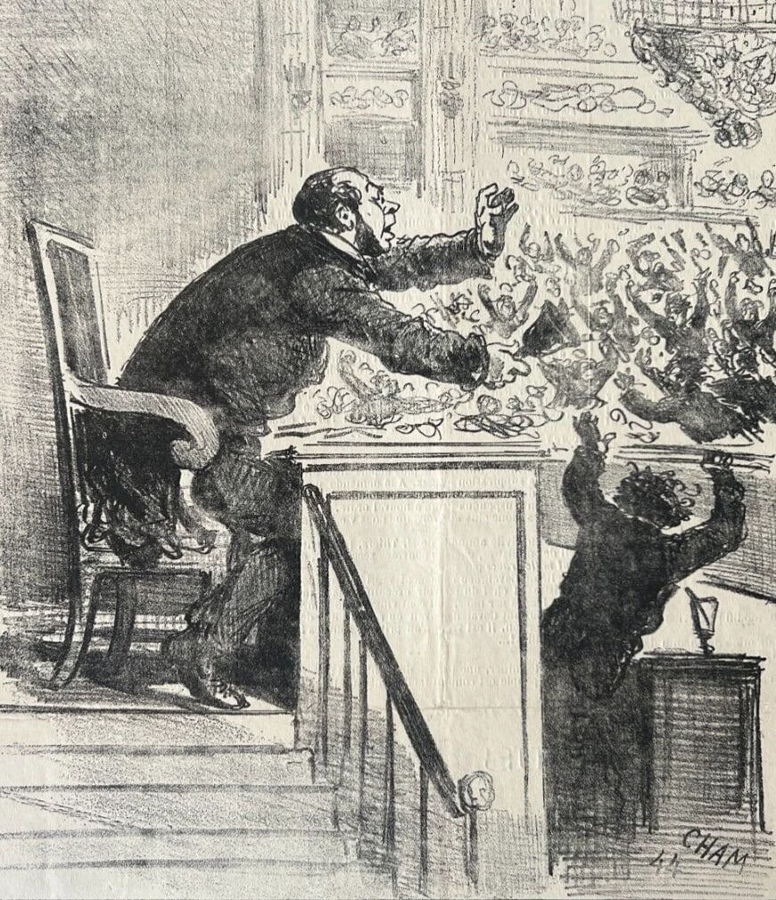 19th century Cham, Votez la Paix, Apres le Siege 1844 Antique Print: Title: 19th century Cham, Votez la Paix, Apres le Siege 1844 Antique Print Description: 19 x 26 cm stains, folds Reserve: $50.00 Shipping: Domestic: Flat-rate of $22.00 to anywhere within the contigu