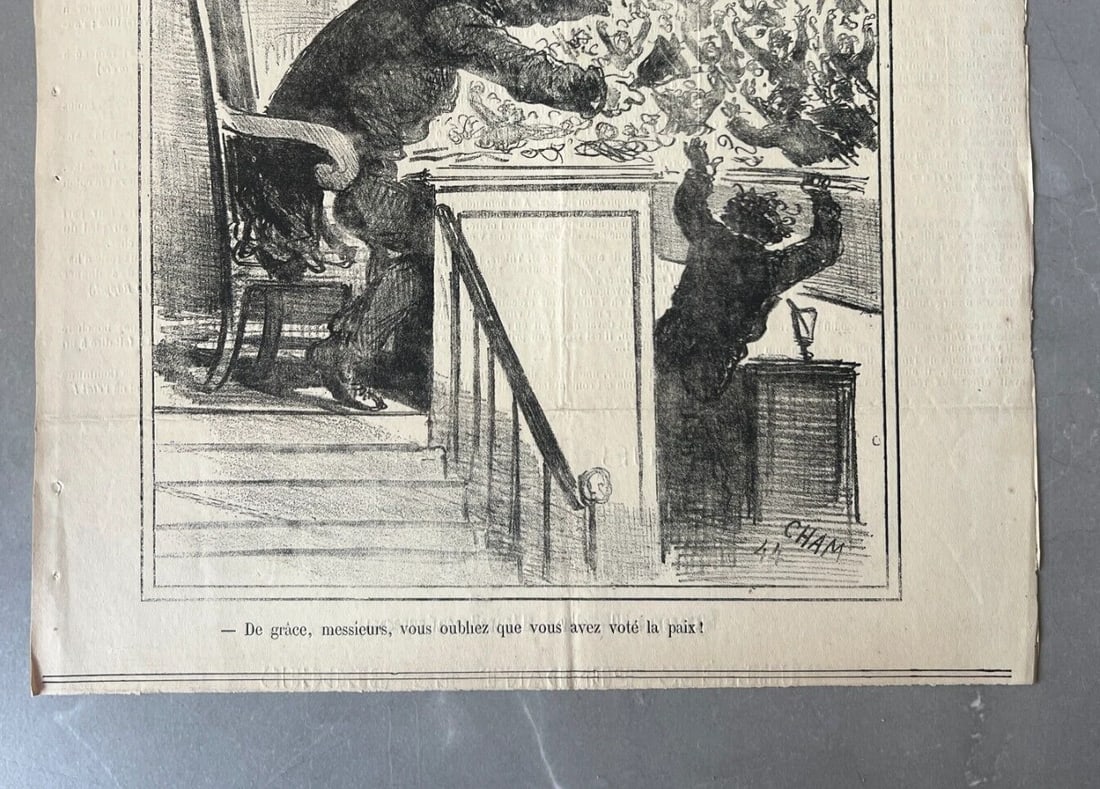 19th century Cham, Votez la Paix, Apres le Siege 1844 Antique Print - 4
