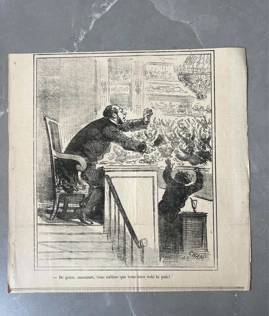 19th century Cham, Votez la Paix, Apres le Siege 1844 Antique Print - 7