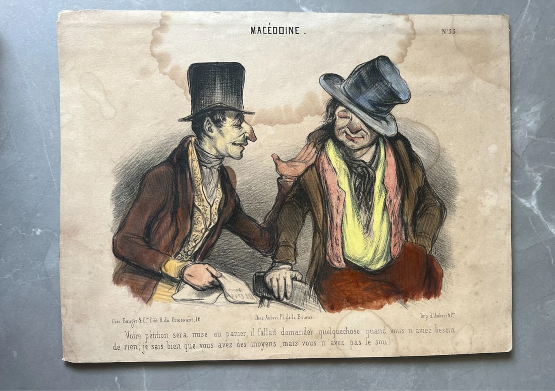 19th century Caricature, Men, People, Petition Antique Print - 6
