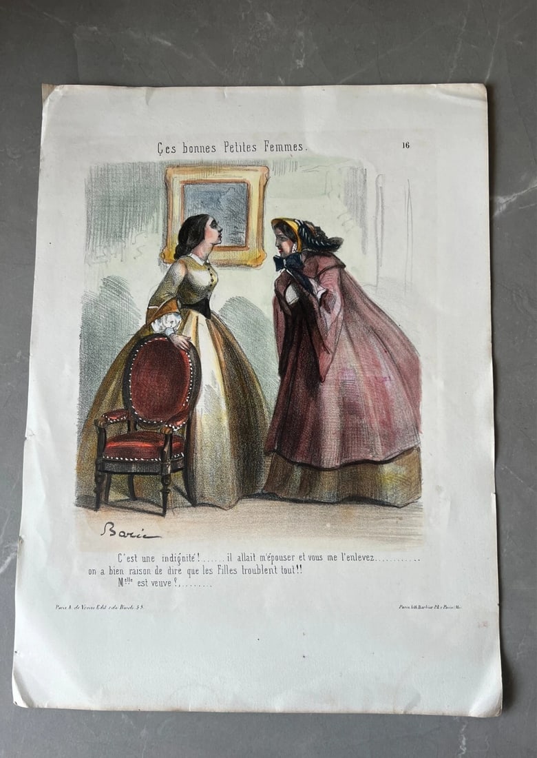 Antique Print 19th century Caricature People Jules Jean Antoine BARIC (1825-1905 - 2