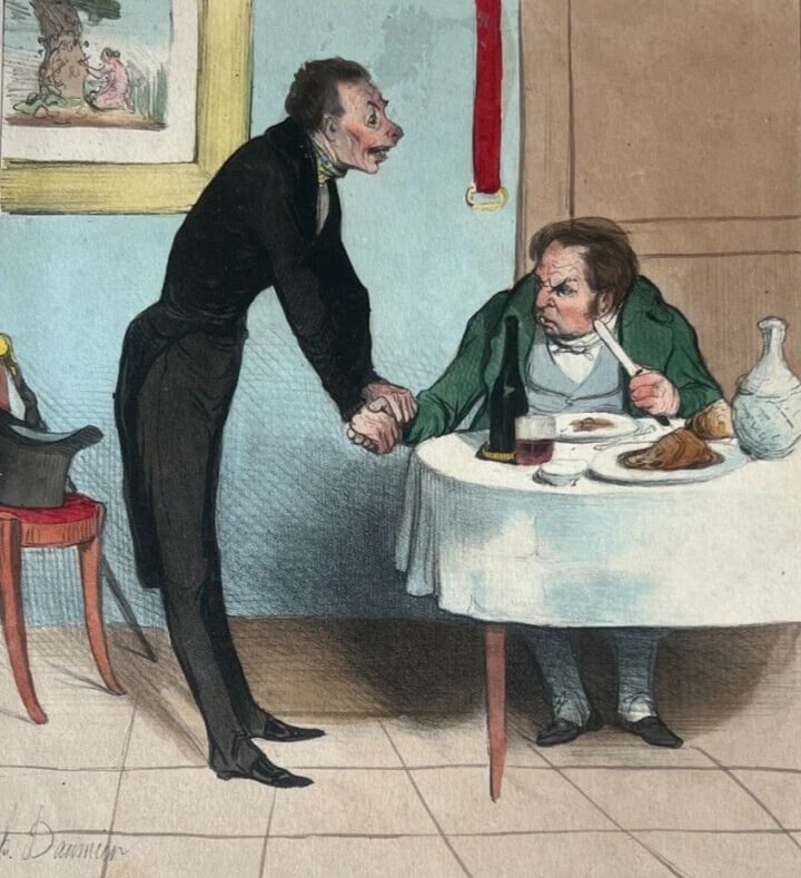 Daumier, Le Lierre Plante Parasite - Caricature Antique Print 19th century: Title: Daumier, Le Lierre Plante Parasite - Caricature Antique Print 19th century Description: 27 x 36 cm / 10.62 x 14.17 inches stains, folds Reserve: $50.00 Shipping: Domestic: Flat-rate of $22.00