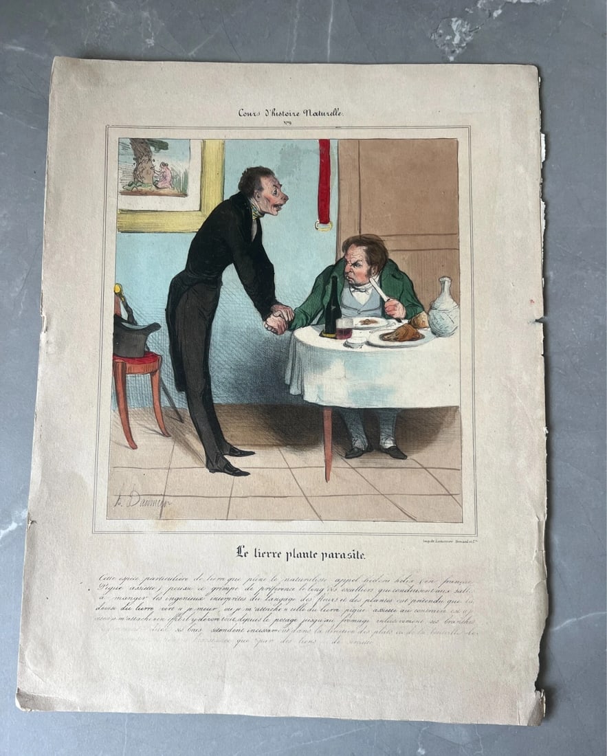 Daumier, Le Lierre Plante Parasite - Caricature Antique Print 19th century - 2