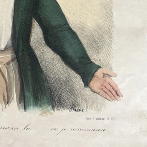 Caricature, Mademoiselle Fifine tu t'insurges - Antique Print 19th century - 6