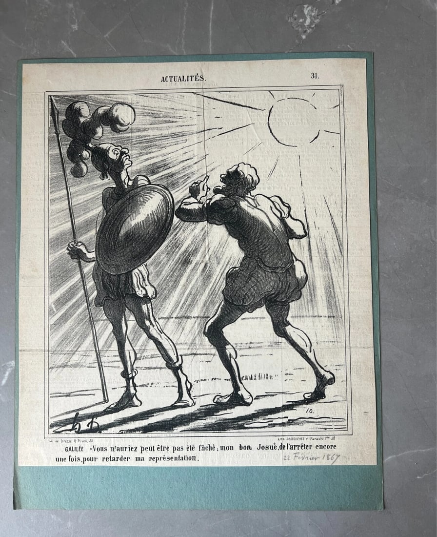 Antique Print 19th century Caricature, Daumier, Actualite, Galilee 1867 - 2