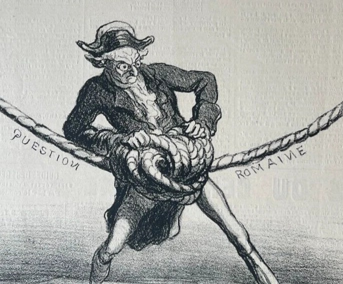 Antique Print 19th century Caricature, Daumier, Actualite, Dur a Denouer 1868 - 3