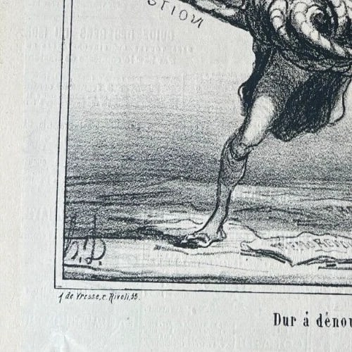 Antique Print 19th century Caricature, Daumier, Actualite, Dur a Denouer 1868 - 5