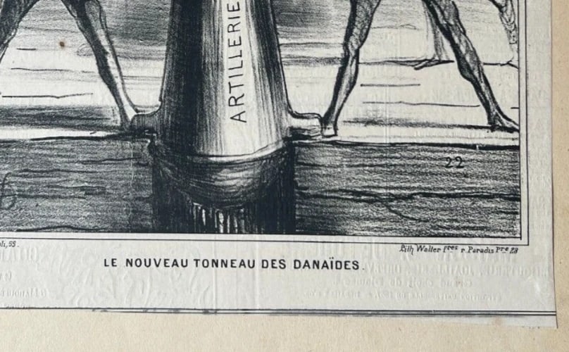 1868 Caricature, Daumier, Tonneau des Danaides - Antique Print 19th century - 7