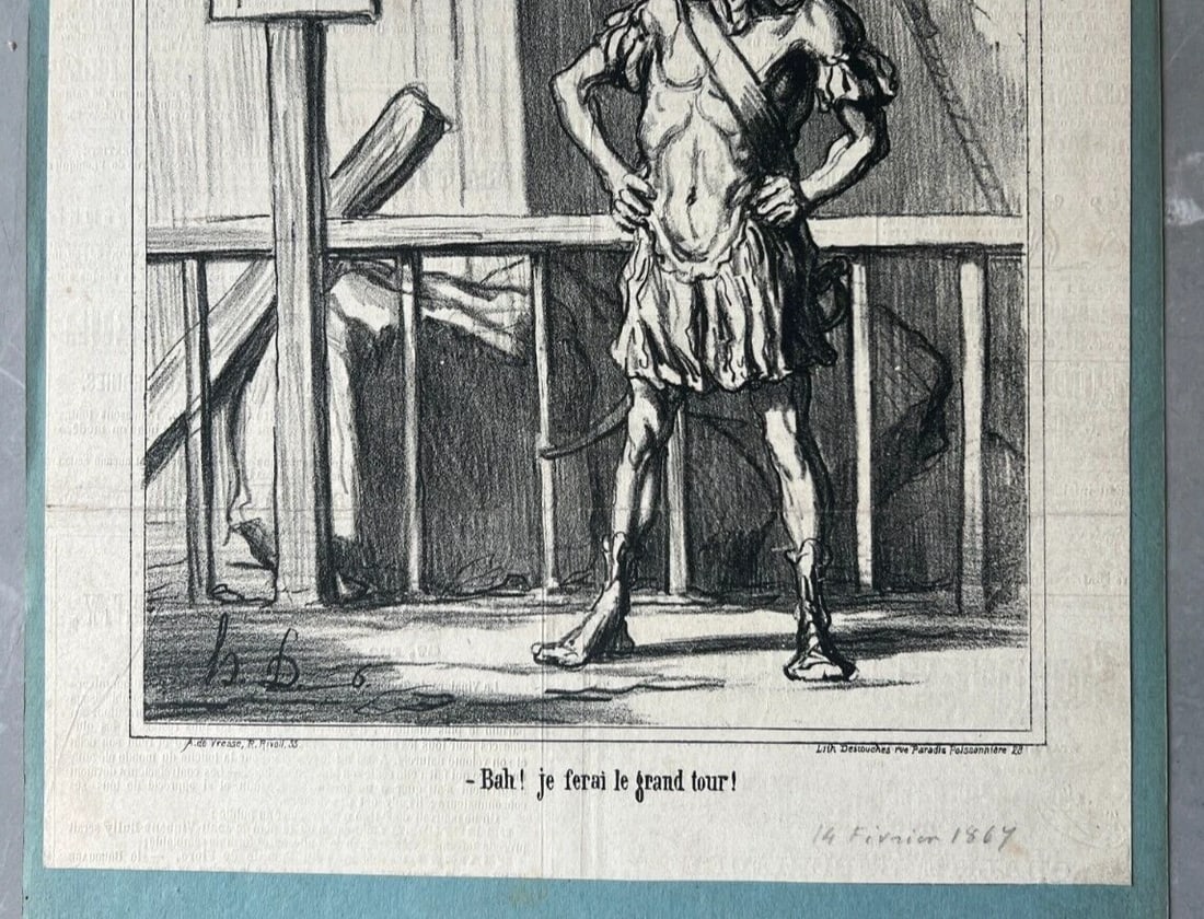 1867 Caricature, Daumier, Grand Tour - Antique Print 19th century - 4