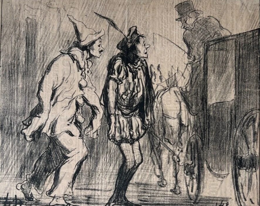 1858 Caricature, Daumier, Carnval, Cocher - Antique Print 19th century (1 of 8)