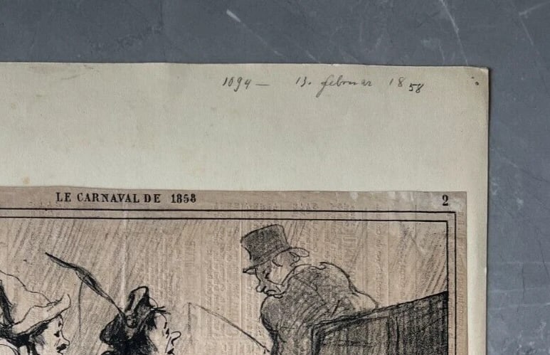 1858 Caricature, Daumier, Carnval, Cocher - Antique Print 19th century - 7