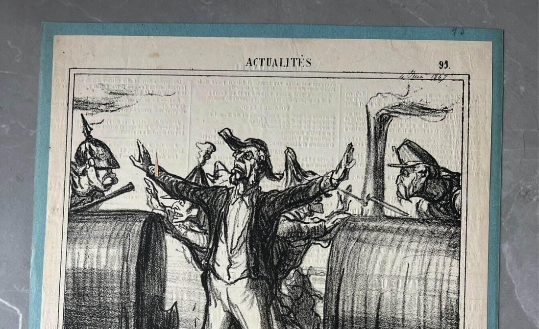 1867 Caricature Daumier Halte - Antique Print 19th century - 3