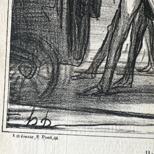 1867 Caricature Daumier Halte - Antique Print 19th century - 6