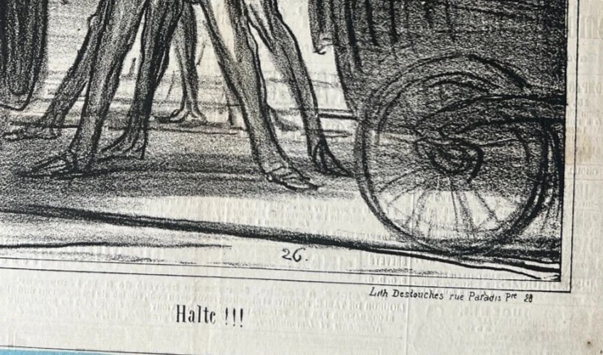 1867 Caricature Daumier Halte - Antique Print 19th century - 7