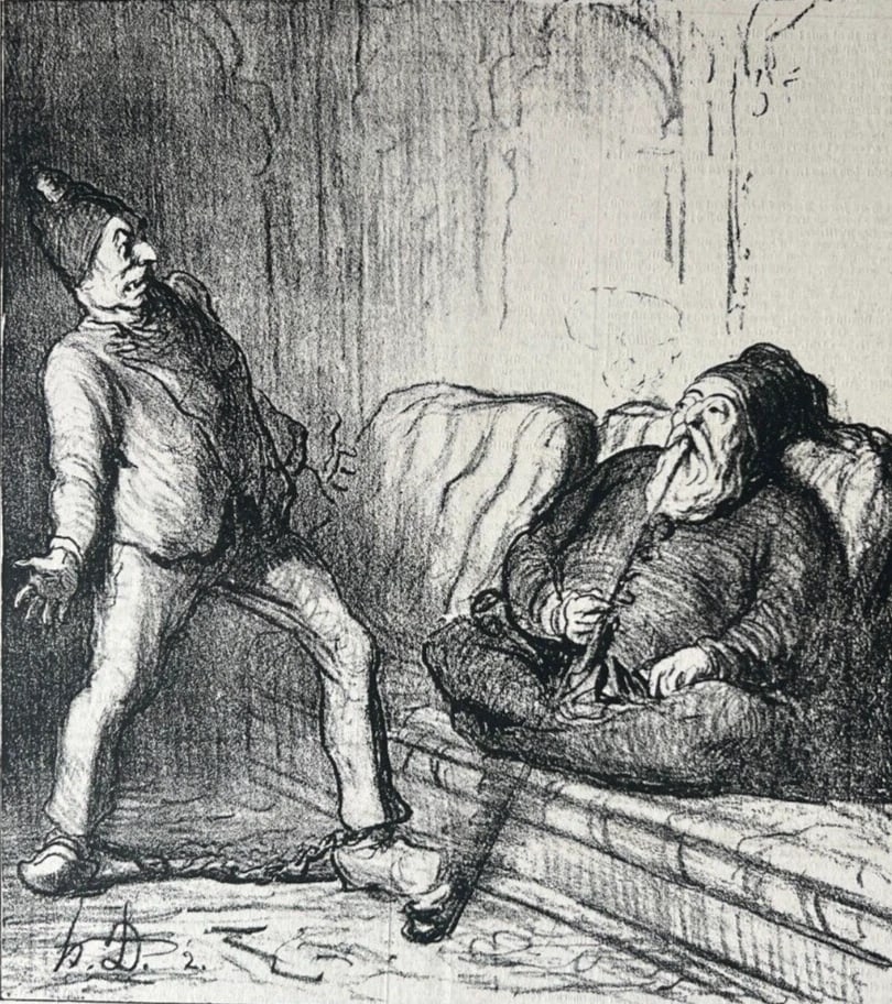 1867 Caricature, Daumier, Rocambole, Proces - Antique Print 19th century (1 of 8)
