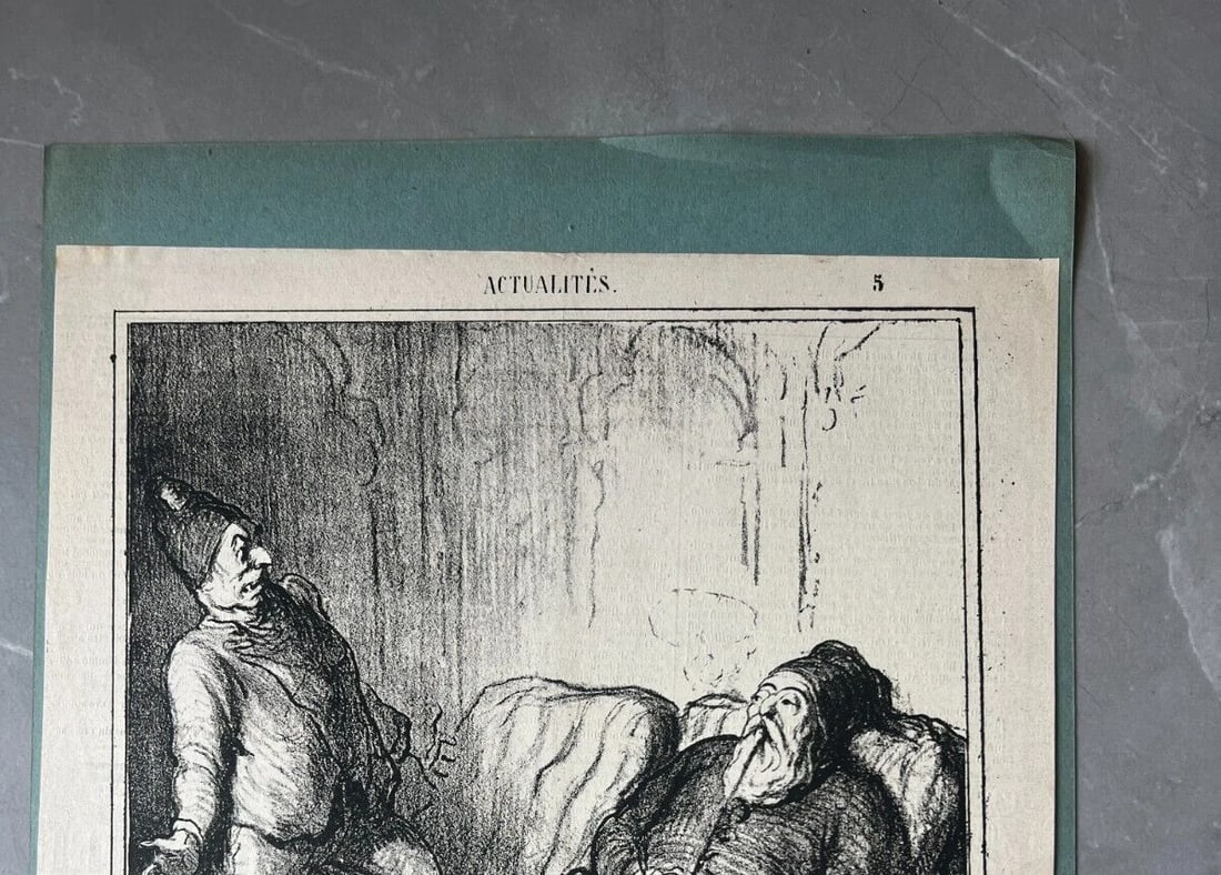 1867 Caricature, Daumier, Rocambole, Proces - Antique Print 19th century - 3