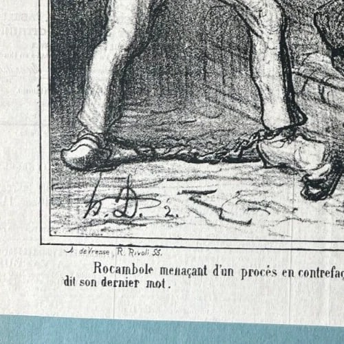 1867 Caricature, Daumier, Rocambole, Proces - Antique Print 19th century - 6