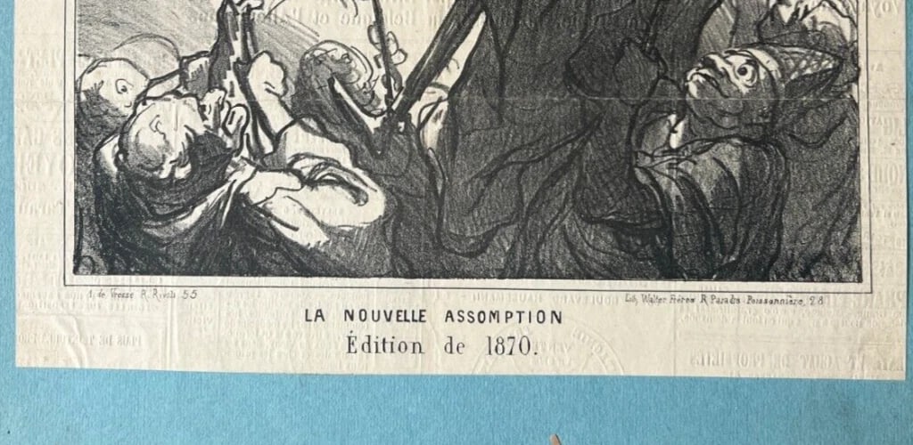 1870 Caricature Daumier La Nouvelle Assomption - Antique Print 19th century - 6