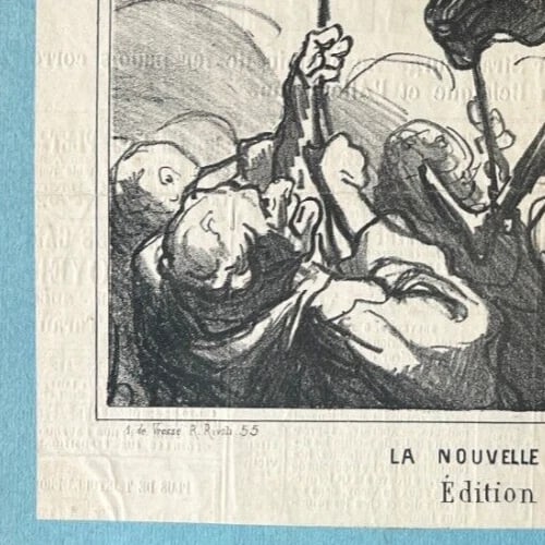 1870 Caricature Daumier La Nouvelle Assomption - Antique Print 19th century - 7