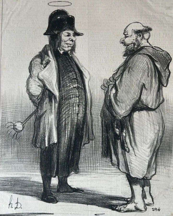 1851 Daumier - Travesti en Bonapartiste - Caricature Antique Print 19th century: Title: 1851 Daumier - Travesti en Bonapartiste - Caricature Antique Print 19th century Description: 27 x 36 cm / 10.62 x 14.17 inches stains, folds Reserve: $50.00 Shipping: Domestic: Flat-rate of